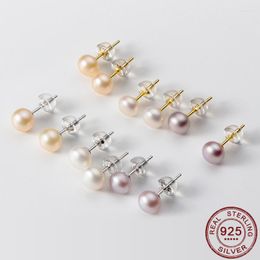 Boucles d'oreilles en argent Sterling 925 véritable perle naturelle douce pour femmes enfants bébé filles enfants bijoux minimalistes