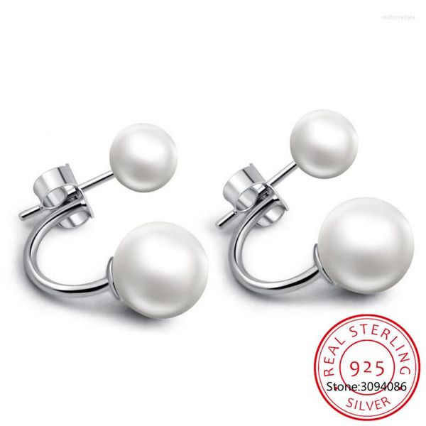 Pendientes de tuerca de Plata de Ley 925 auténtica, perla de palo dulce para mujeres, niños, niñas, niños, joyería minimalista DA1944