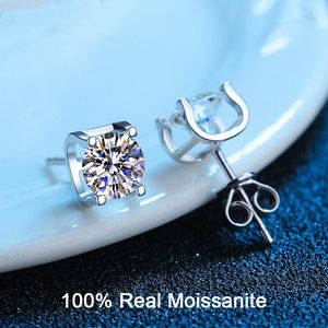 Stud Oorbellen Echte GRA Gecertificeerde Moissanite voor Dames Heren D Kleur VVS Sterling Sier Diamond Ear Studs