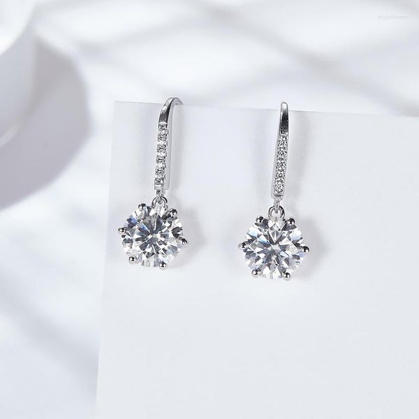 Boucles d'Oreilles Réel Moissanite 0.5 Carat D Couleur 925 Argent Sterling Étincelant Bijoux De Mariage Diamant Écouteur Classique Cadeau Pour Les Femmes