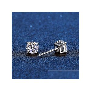 Stud Oorbellen Echte Moissanite 14K Wit Vergulde Sterling Sier 4 Prong Diamanten Oorbel Voor Vrouwen Mannen Oor 1Ct 2Ct 4Ct Drop Delivery Otbmp