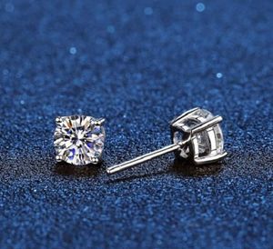 Stud Oorbellen Echte Moissanite 14K Wit Vergulde Sterling Zilver 4 Prong Diamanten Oorbel Voor Vrouwen Mannen Oor 1ct 2ct