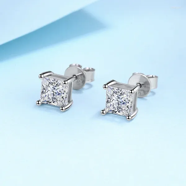 Pendientes de tuerca Real Moissanite corte princesa clásico PT950 diamante de lujo para mujeres y hombres joyería