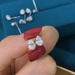 Pendientes de tuerca Pendientes de diamantes naturales reales Oro de 18 quilates Joyería blanca sólida (AU750) Mujeres Compromiso Certificado Moda Dama