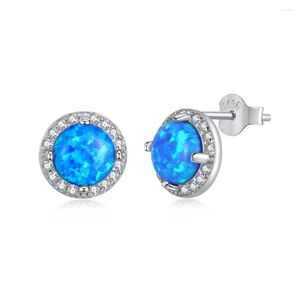 Stud -oorbellen Real Opal voor vrouwen Witblauwe edelsteen S925 Sterling Silver Zirkon Wedding Leuke fijne sieraden Drop