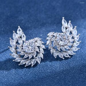 Boucles d'oreilles en argent véritable S925 Vortex pour femmes, diamant ovale complet, Zircon 5A, Design Original, bijoux de luxe, cadeau pour filles