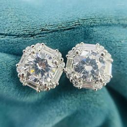 Boucles d'oreilles Stud S925 Silver Silver Square Diamond Femelles Aros Mujer Oreja Origin Orecchini Bizuteria Gemstone