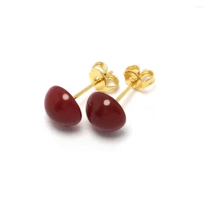 Studoor oorbellen rode oorbuien 8mm agaat kraakbeen piercing sieraden 24k goud vergulde messing acupunctuur cabochon steen modern