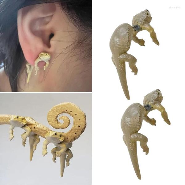 Boucles d'oreilles à tige résine lézard Animal pour femmes déclaration de créateur roman drôle Unique boucle d'oreille filles mignon insolite clous d'oreille