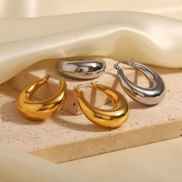 Boucles d'oreilles à tige Design rétro en forme de U grande oreille anneau en métal acier inoxydable 316L plaqué bijoux de Style féminin Y2K