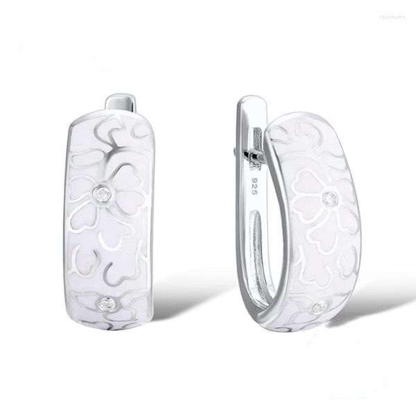 Boucles d'oreilles rétro en céramique faites à la main pour femmes vent national fleurs blanches bijoux en porcelaine d'imitation