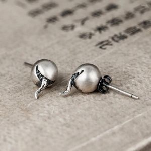 Boucles d'oreilles étalon de style rétro Antique solide 925 Silver Silver Earge Gothic Punk Cool Bijoux pour cadeau d'oreille unisexe