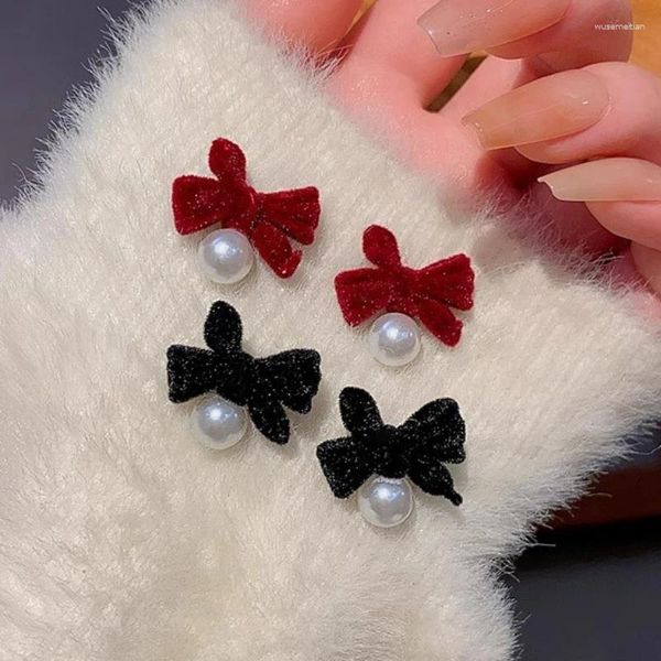 Boucles d'oreilles rétro en velours noir pour femmes, tendance, élégante, tempérament doux, cadeaux d'anniversaire pour filles