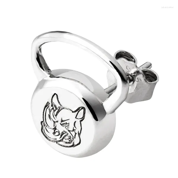 Boucles d'oreilles Stud Rhino Pot of Bells 925 Sterling Silver Earring Brings haltères Kelltlebell pour les hommes et les femmes bijoux de mode