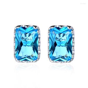 Boucles d'oreilles à tige en argent plaqué rhodium 925 bleu pour femme S925 Sterling Jewellery 2023 Fashine Style simple