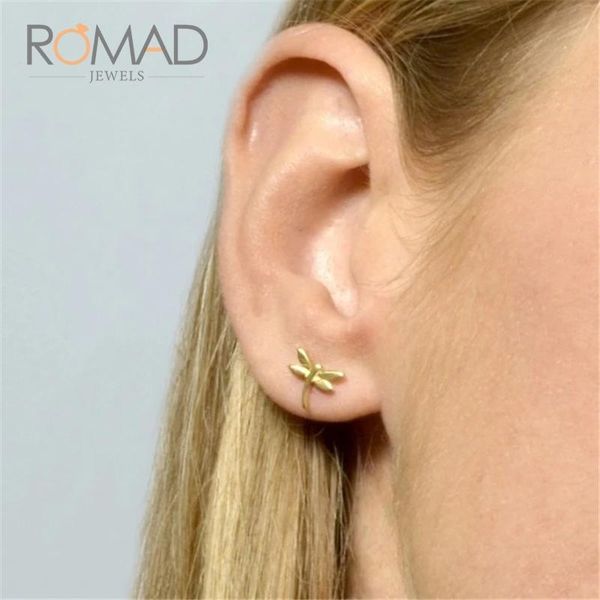 Boucles d'oreilles Romad mode S925 en argent Sterling Ins vent Cactus/libellule feuille flèche poisson os haricot pour les femmes cadeau