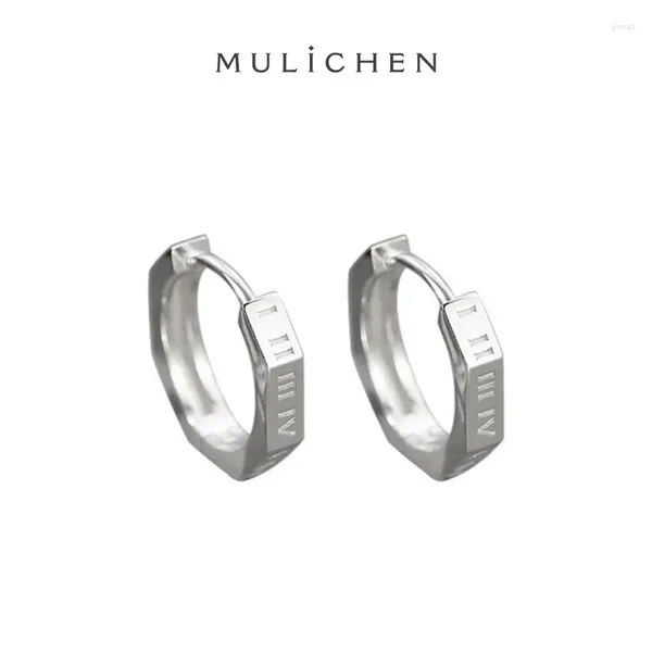 Boucles d'oreilles avec chiffres romains et hexagonaux pour hommes, bijoux fins en argent Sterling 2024, tendance, numéro géométrique, S925