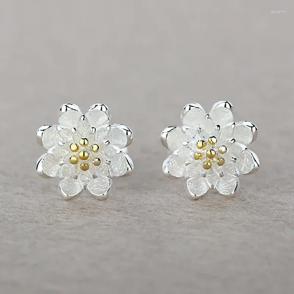 Pendientes de tuerca Flor romántica Accesorios de moda más vendidos Joyería de plata de ley 925 Regalo para mujeres y niñas