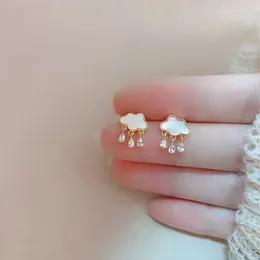 Boucles d'oreilles romantiques pour femmes, nuage de Zircon, pluie, eau mignonne, mode coréenne INEFFA, cadeau de fiançailles, bijoux de mariage