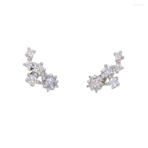 Boucles d'oreilles à tige romantique étoile CZ pile 925 argent Sterling or rose zircon cubique élégant bijoux délicats femmes bohème mignon boucle d'oreille