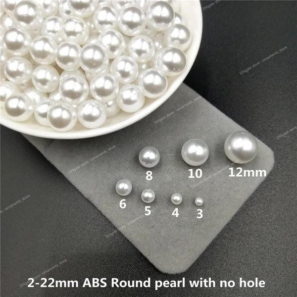 2-22 mm sin agujero blanco redondo acrílico de absorción de perlas Encanto de perlas cuentas sueltas para joyas que hacen accesorios artesanales de bricolaje joyas de joyería de moda al por mayor