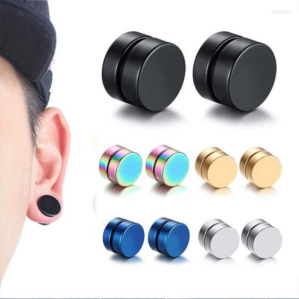 Boucles d'oreilles à tige rondes, beau cercle, sans perçage, 2 pièces, aimant puissant, Clip d'oreille magnétique pour hommes, environ 6mm/8mm/10mm/12mm, 5 couleurs pour filles