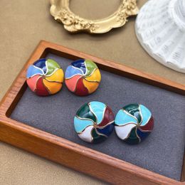 Boucles d'oreilles rondes en forme de Ballon d'air coloré, lignes métalliques, accessoires de glaçure goutte à goutte, bijoux pour femmes