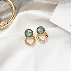 Boucles d'oreilles rondes vert/vin rouge, dessin cristal, couleur or, accessoires bijoux tendance pour femmes, YEA441, 2023