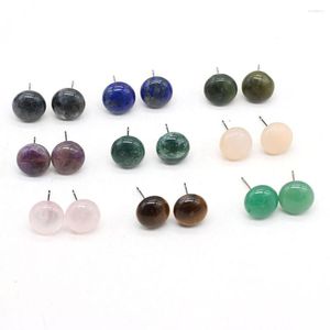 Stud -oorbellen rond natuurlijke Maleisische Jades Rose Quartzs Tiger Eye Amethyst Stone Earring For Women Sieraden Accessoires Geschenkmaat 12x12mm