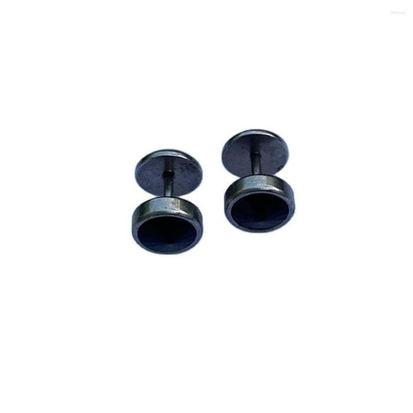 Pendientes de botón Pendientes de piedra redonda Pendientes de errings perforados negros pequeños y preciosos Joyas de perforación falsas Encanto clásico