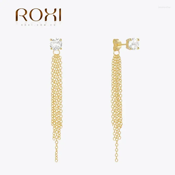 Boucles d'oreilles ROXI 1 paire 46mm longue chaîne gland Piercing pour les femmes 925 en argent Sterling 18K plaque d'or mariages bijoux Pendientes