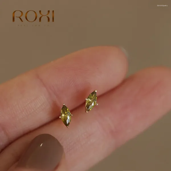 Boucles d'oreilles ROXI 1 paire cristal vert Olive/rose pour femmes 925 argent Sterling Piercing bijoux Pendientes Plata