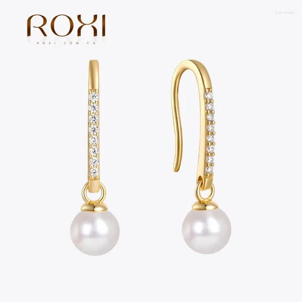 Boucles d'oreilles Stud Roxi 925 Serling Silver 2024 Crochet de perle tendance d'été pour femmes Zircon Ear Bijoux de mariage Cadeaux de mariage Plata