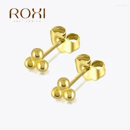 Boucles d'oreilles ROXI 925 bijoux en argent Sterling minimaliste trois boules pour les femmes délicates Mini Brincos mignons
