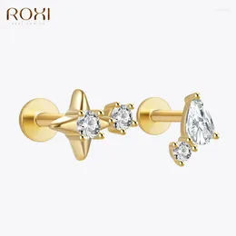 Boucles d'oreilles ROxi 925 argent sterling à une seule rangée oreille à oreille à cheval Géométrique Piercing pour femmes 1pc