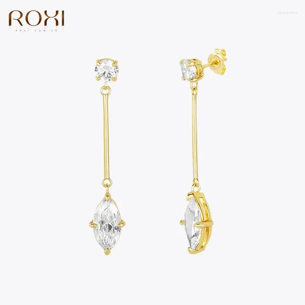 Boucles d'oreilles ROXI 925 Chaîne de gland vertical en argent sterling pour femmes Party Piercing Bijoux Pendientes Plata