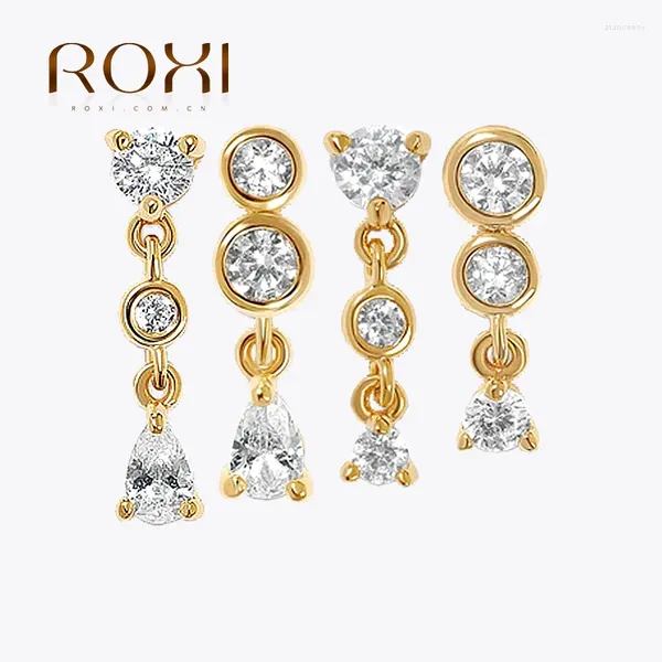 Boucles d'oreilles ROXI Cluster géométrique diamant gland 925 en argent Sterling polyvalent brillant Zircon personnalité bijoux
