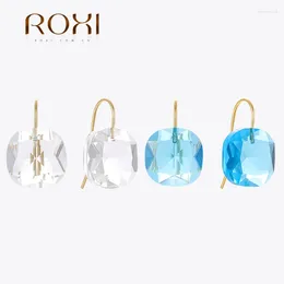 Pendientes de tuerca ROXI, exquisito gancho de circonio colorido para mujer, pendiente Piercing de Plata de Ley 925, regalos de joyería de fiesta callejera