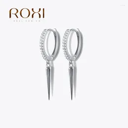 Boucles d'oreilles Stud ROxi Punk Rivet Spike Pendentif Round Cartilage 925 Sterling Silver for Women Jewelry Simple Geometric Brincos