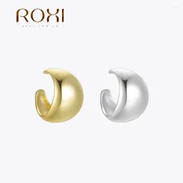 Boucles d'oreilles ROXI S925 en argent Sterling 1 pièce lisse grande forme de lune pour les femmes coréen Piercing C Design bijoux de fête