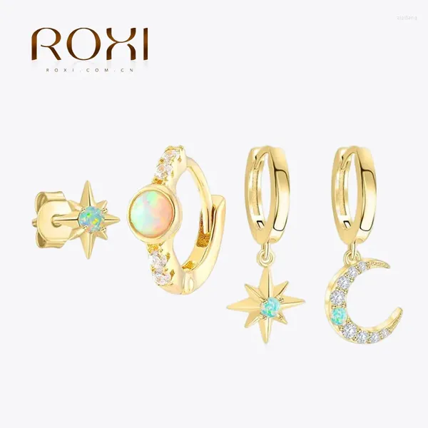 Boucles d'oreilles ROXI S925 en argent Sterling opale naturelle boucle d'oreille cerceau bijoux élégants pour les femmes cadeau de fiançailles de mariage étincelant