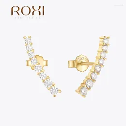 Boucles d'oreilles Stud Roxi Single Row of Pearl ou Crystal Women 925 STERLING SIMME SUMBER PARMIED PARTO BIJELRY Gift