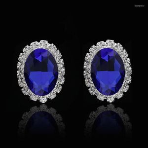 Stud -oorbellen Royal Blue Imitation Edelsteen oor voor vrouwen Crystal Rhinestone Wedding Bridal Sieraden Accessoires