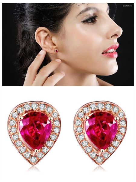 Boucles d'oreilles rubis pour femmes, pierres précieuses en cristal rouge, élégantes, Royal du moyen-orient, or Rose 14K, bijoux fins Vintage, cadeaux de fête pour filles