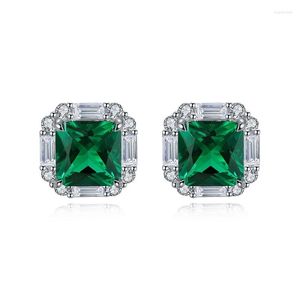 Boucles d'oreilles Ruif Real 925 Silver Classical 4.0ct Lab Grown Emerald pour les femmes Daily Anniversary Party Light Luxury Jewelry