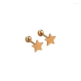 Stud Oorbellen RUIYI Real 18K Gold Pure Solid AU750 Oorbel vijfpuntige Ster Schroef Ontwerp Voor Vrouwen Fijne Sieraden gift