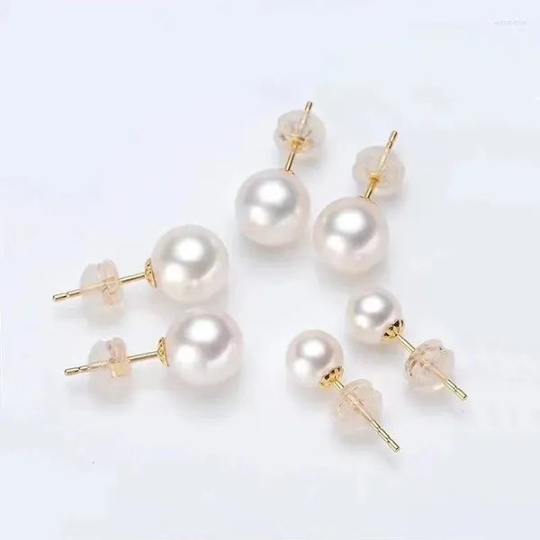 Pendientes RUIYI, venta de oro Real de 18 quilates, perlas naturales de agua dulce, pendientes puros AU750, pines para mujeres, joyería fina de regalo