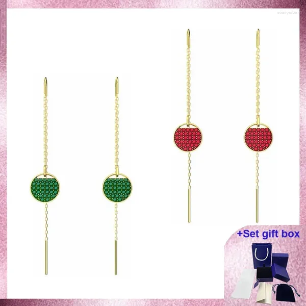 Pendientes De Botón S De Alta Calidad Encanto De Moda Gota De Jengibre Largo Rojo Oro Exquisita Caja De Regalo