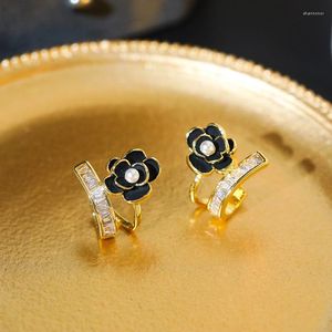 Pendientes De Botón S Sier Aguja Camelia Flor Joyería De Diseño Coreano Temperamento De Otoño E Invierno Mujeres Exquisitas