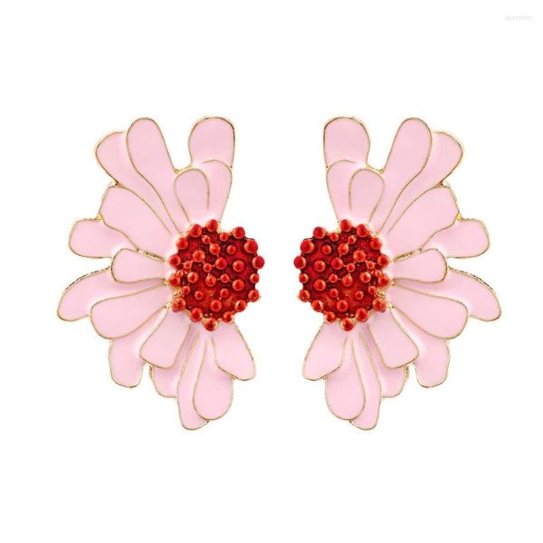 Pendientes de tuerca S3261, joyería de moda, flor para mujer, Margarita esmaltada